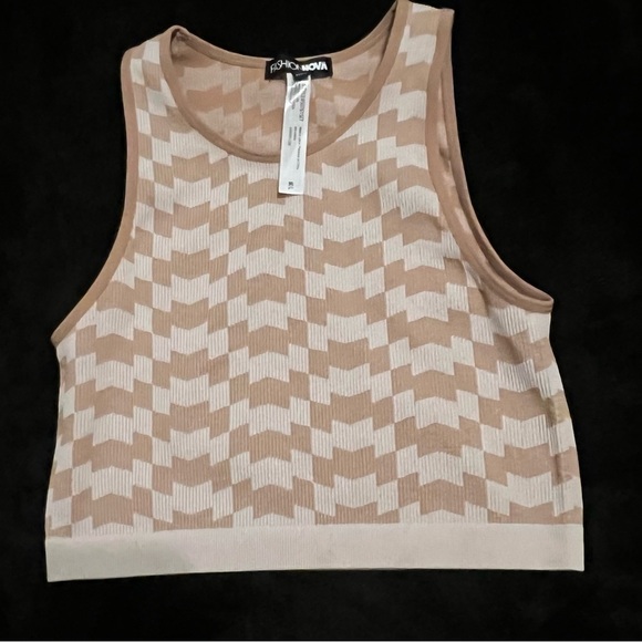 Fashion Nova Seamless Biker Short Set – Beige Checkered, Size M (NWT) - Picture 5 of 15